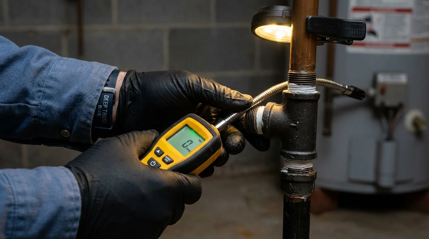 Gas leak detection with electronic sniffer by Johns Plumbing LLC in Dundas