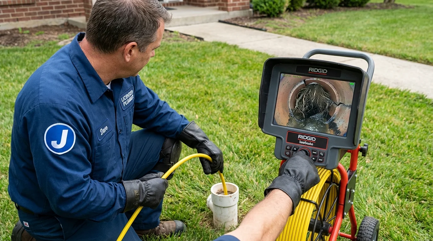 Sewer camera inspection being performed by Johns Plumbing LLC in Dundas