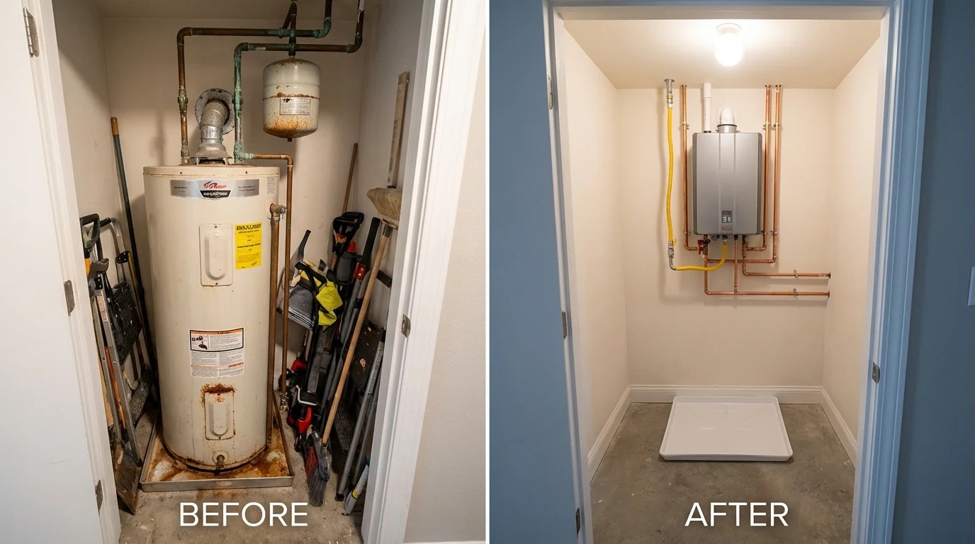 Tank water heater versus wall-mounted tankless unit comparison for Dundas, MN homeowners